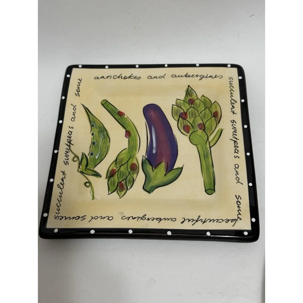 Living Art Al Dente Hand Painted Vegetable Salad Plate 8.5